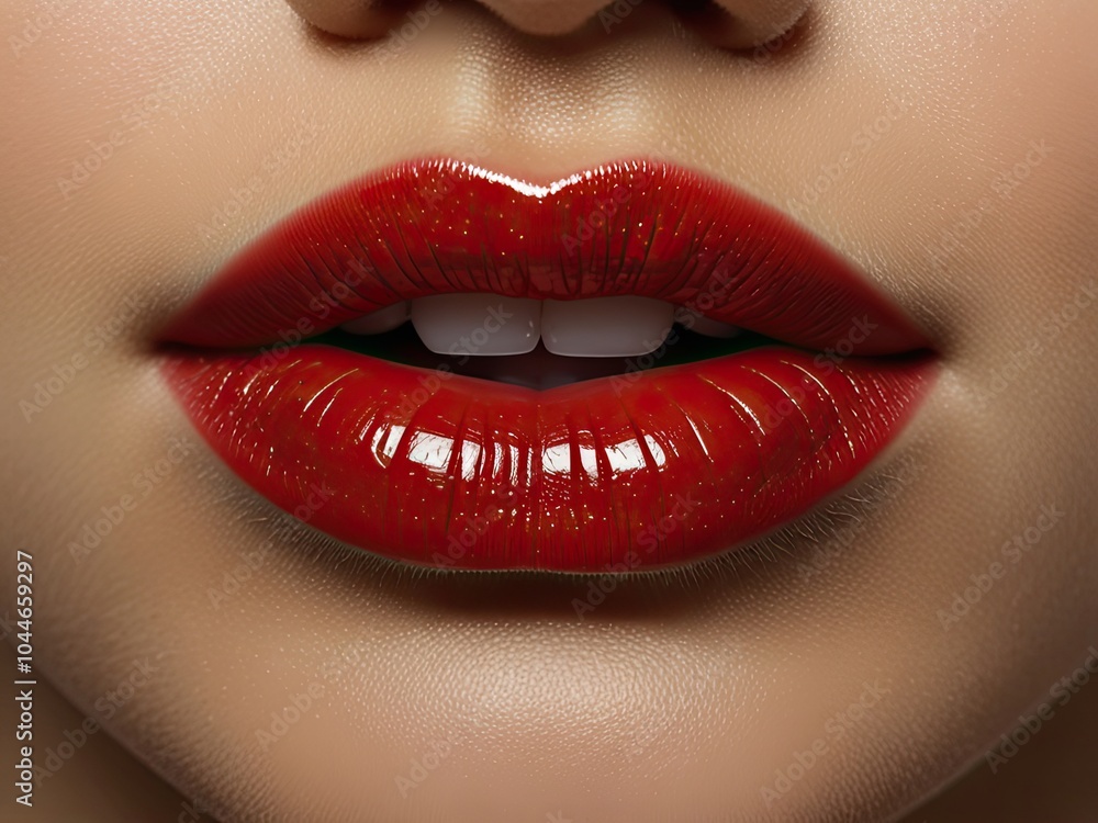 Obraz premium close up lips of GIRL,,close up lips