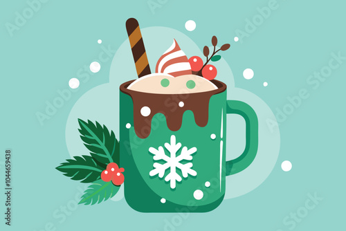 cute winter mug with warm coco E.eps