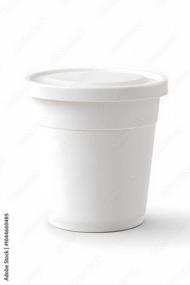 Ice cream, yogurt bucket realistic blank mockup of food container empty for branding isolated on white Ice cream, yogurt bucket realistic blank mockup of food container empty for branding isolated on white