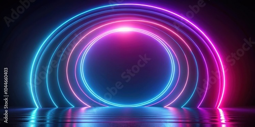 Abstract neon light streaks background with circular ring motion path, neon, light, streaks, abstract, background