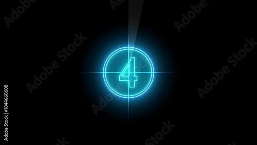 Number of comedown 5, number five glowing in the dark with white background photo