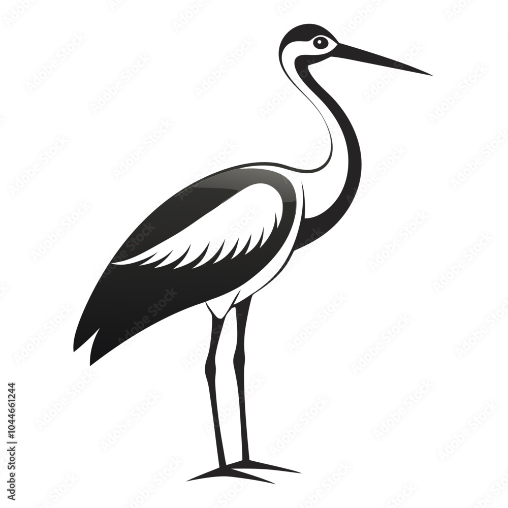 Fototapeta premium White Stork black Belarus bird silhouette