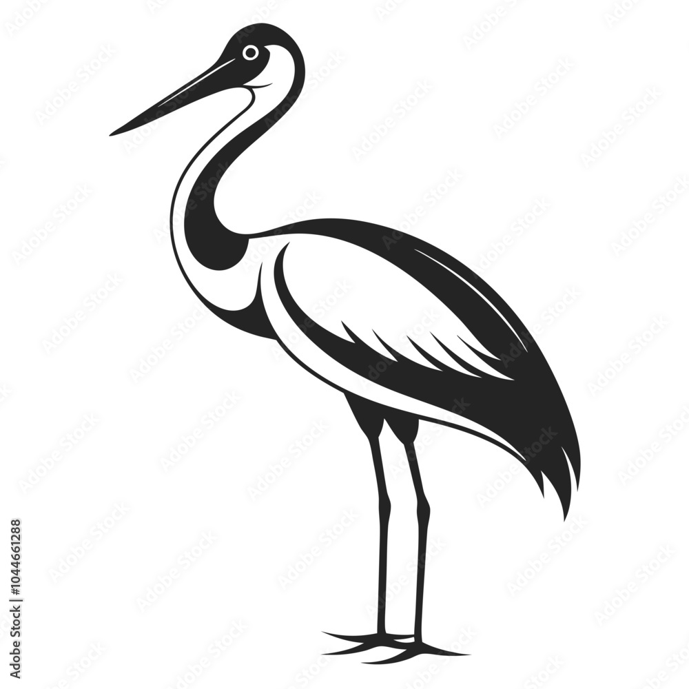 Fototapeta premium White Stork black Belarus bird silhouette