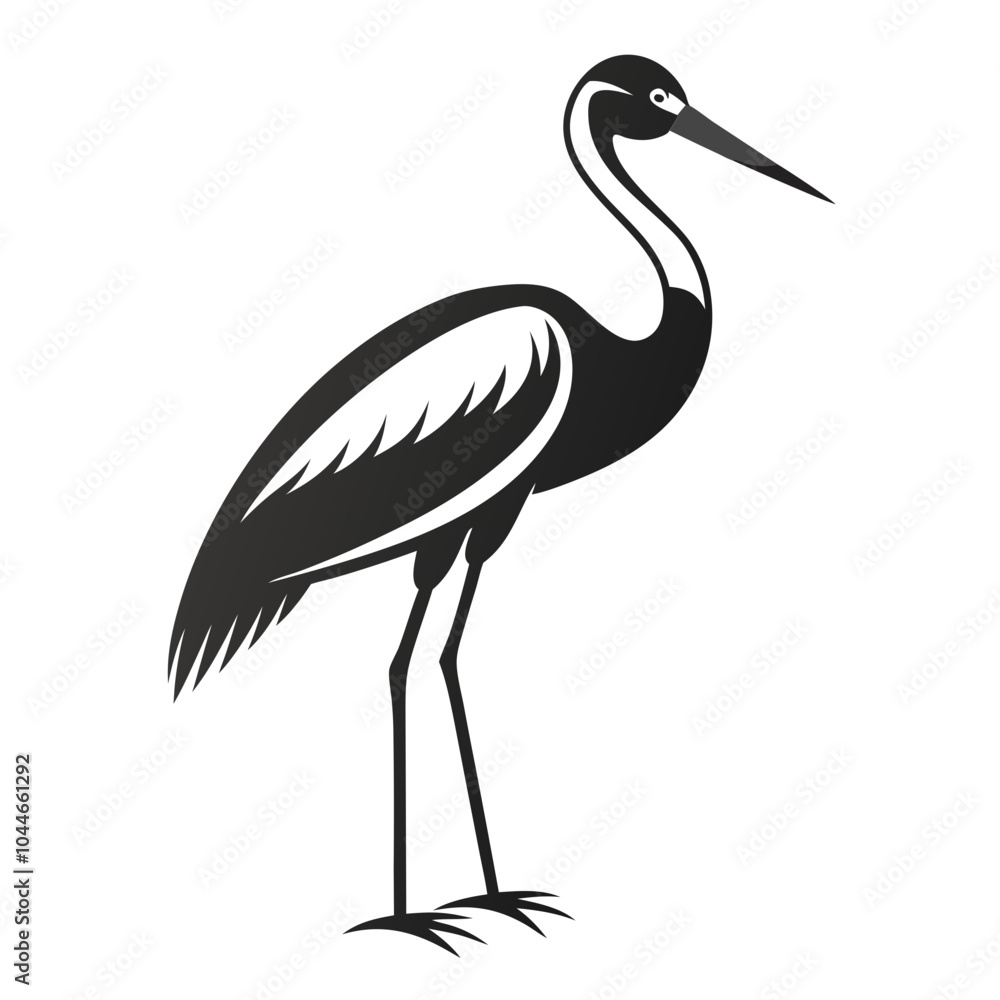 Fototapeta premium White Stork black Belarus bird silhouette
