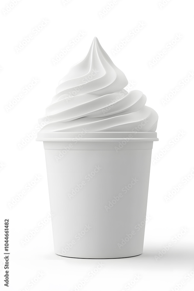 Frozen yogurt or soft serve ice cream packaging mock up isolated on light background Frozen yogurt or soft serve ice cream packaging mock up isolated on light background