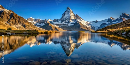 Matterhorn mountain reflected on Lake Stellisee in the morning at Zermatt, Switzerland, Matterhorn, mountain photo