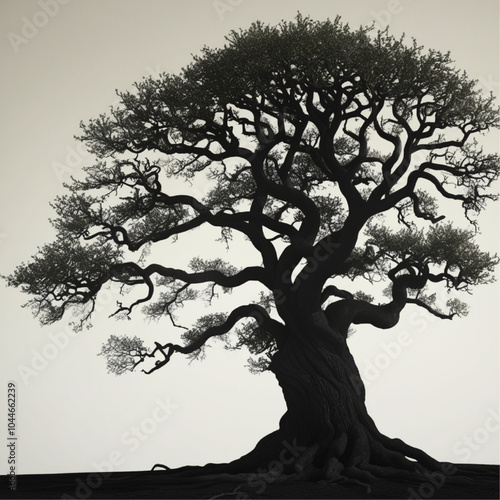 dramatic detailed silhouette of a large spreading oak tree.Tree Oak Linden Tree royalty-free stock illustration.A drawing of a tree with the word tree on it.