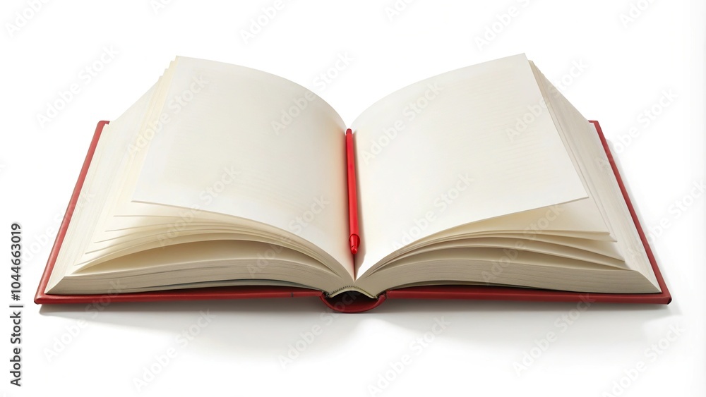 Symmetrical open book with red corner clipart on white background Symmetrical open book with red corner clipart on white background