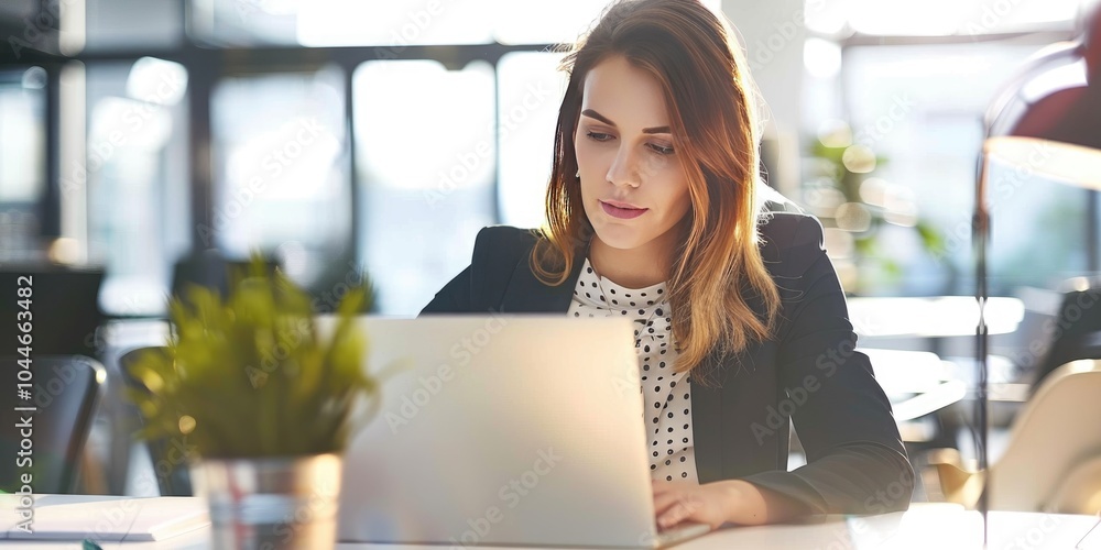 Business woman collaborating on a project using her laptop Business woman collaborating on a project using her laptop