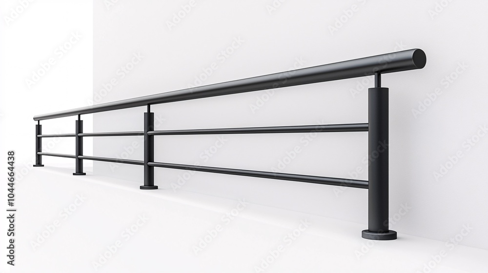A stylish railing poster mockup featuring generous space for text, perfect for showcasing designs or branding concepts against a clean white backdrop. A stylish railing poster mockup featuring generous space for text, perfect for showcasing designs or branding concepts against a clean white backdrop.