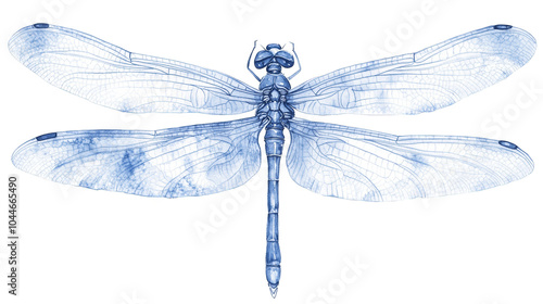 Elegant white dragonfly on a vibrant, abstract purple background, captivating blend of nature and design