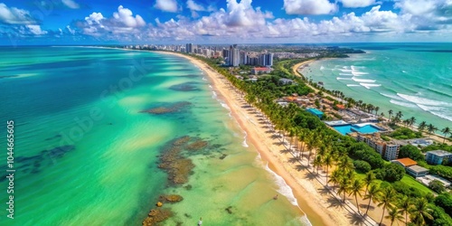 Aerial view of stunning beaches in Maceio, Alagoas, Brazil, Maceio, Alagoas, Brazil, Northeast, aerial view