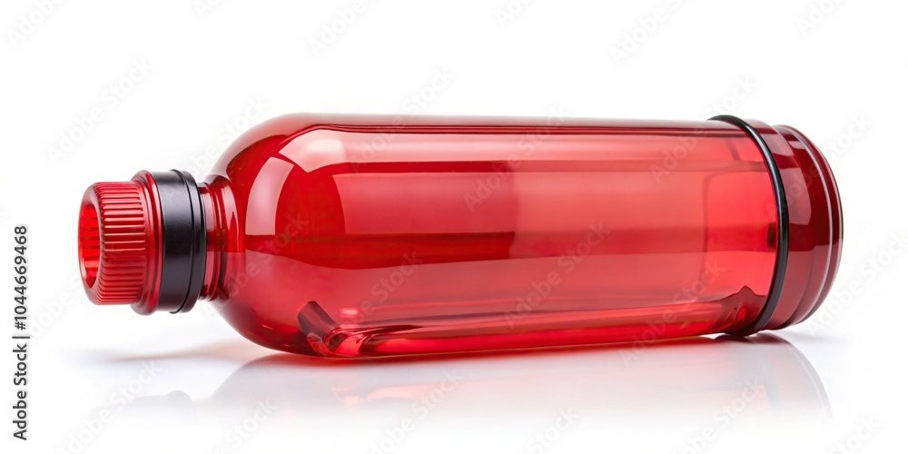 symmetrical red water bottle isolated on white background symmetrical red water bottle isolated on white background