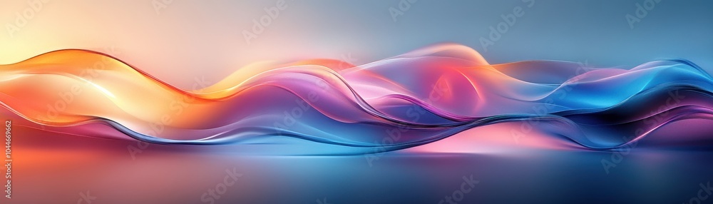 Naklejka premium Abstract Colorful Wave Pattern with Smooth Gradient Flow in Vibrant Hues of Blue, Orange, and Pink