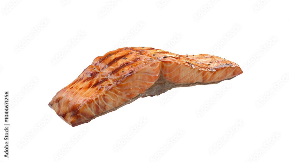 A beautifully presented salmon steak isolated on a transparent background, showcasing the fresh and appetizing qualities of this gourmet seafood dish. A beautifully presented salmon steak isolated on a transparent background, showcasing the fresh and appetizing qualities of this gourmet seafood dish.