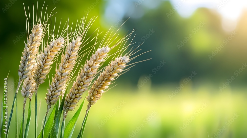 Golden wheat stalks swaying softly in the gentle breeze bathed in the soft warm light of the setting sun over a serene countryside landscape Golden wheat stalks swaying softly in the gentle breeze bathed in the soft warm light of the setting sun over a serene countryside landscape