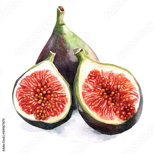 Fig fruit watercolor clipart illustratration