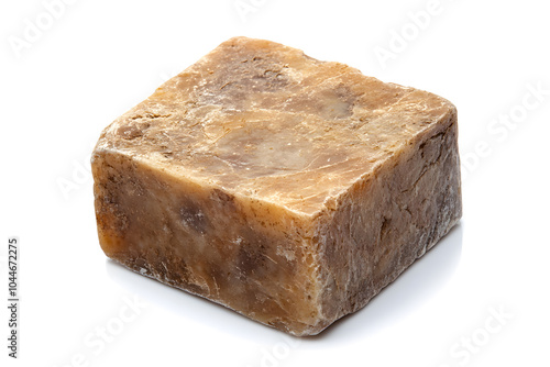 Bar of natural, handmade soap, isolated on a white background