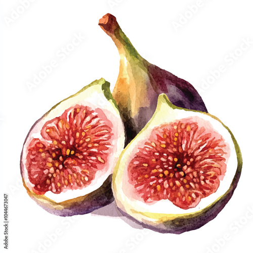 Fig fruit watercolor clipart illustratration