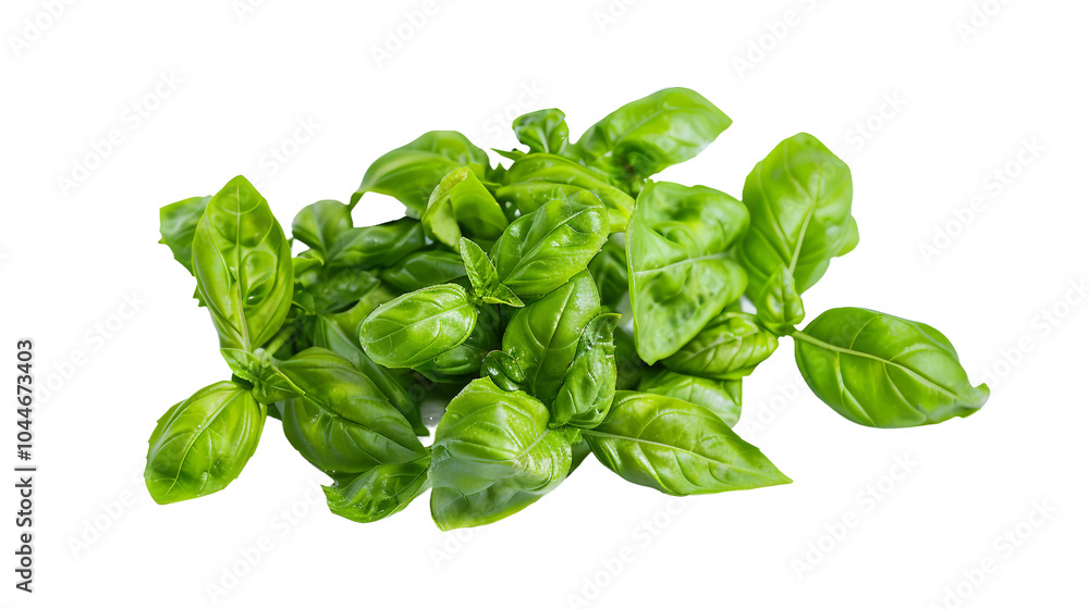 Sweet basil leaves isolated on a transparent background create a vibrant visual for culinary enthusiasts and food photographers. Sweet basil leaves isolated on a transparent background create a vibrant visual for culinary enthusiasts and food photographers.