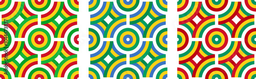 mali, gabon and guinea flags pattern. mandala background set. vector illustration