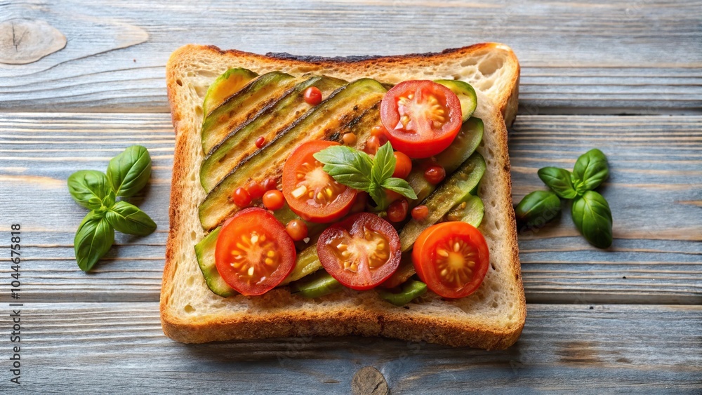 Symmetrical Turkish mixed toast with tomato and pickle Symmetrical Turkish mixed toast with tomato and pickle