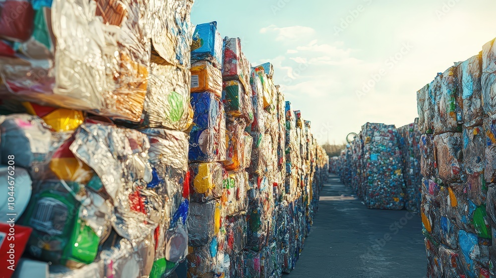 Fototapeta premium Packaging waste is a pressing global issue.