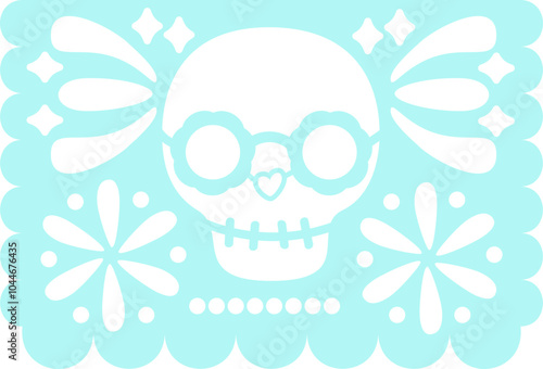 Papel picado with sugar skull