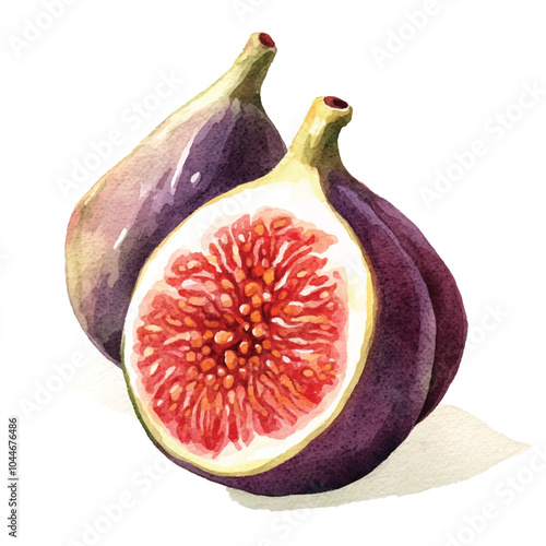 Fig fruit watercolor clipart illustratration