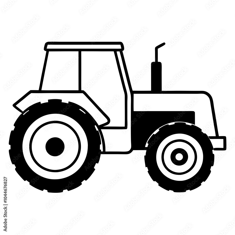 Tractor black silhouette vector icon line art transparent background Tractor black silhouette vector icon line art transparent background