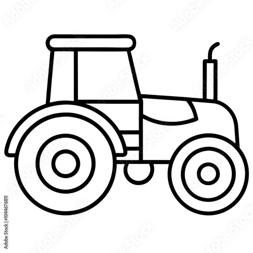 Tractor black silhouette vector icon line art transparent background