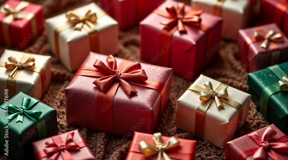 Obraz premium カラフルなプレゼントボックス【クリスマスイメージ】