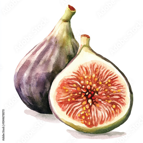 Fig fruit watercolor clipart illustratration