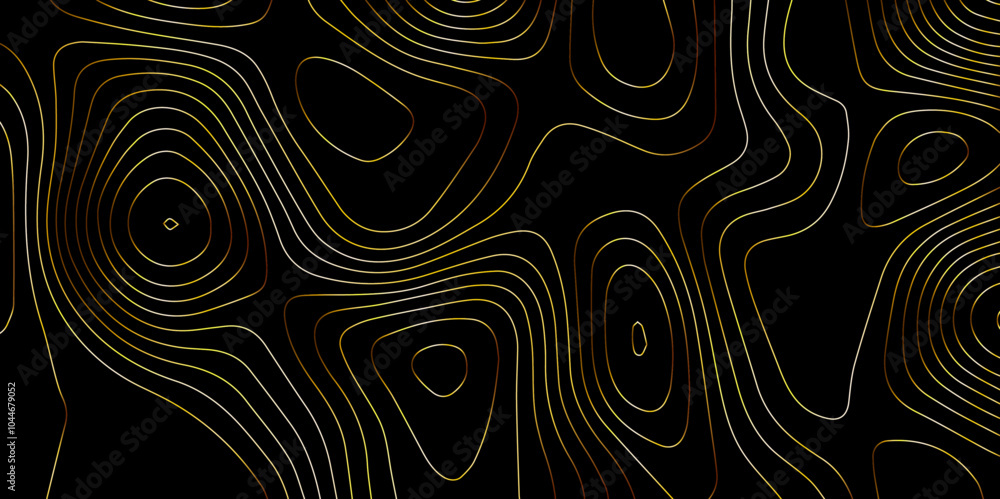 Obraz premium Abstract multicolor on black background with Topographic line map pattern. Topographic map lines, contour background. wavy and curved lines background. Geographic map . 