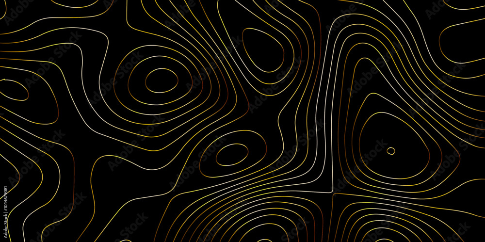 Fototapeta premium Abstract multicolor on black background with Topographic line map pattern. Topographic map lines, contour background. wavy and curved lines background. Geographic map . 