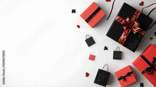 Festive Gift Presentation with Red and Black Boxes for Celebrations and Special Occasions