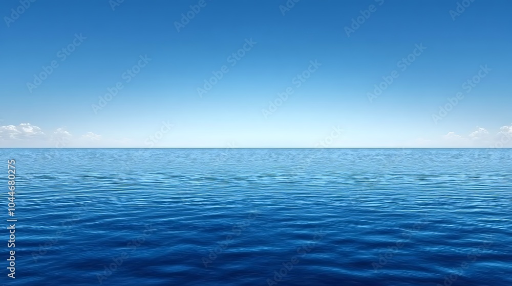 Fototapeta premium A calm blue ocean under a bright blue sky.