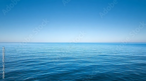 Clear blue sky above calm, rippling ocean water.