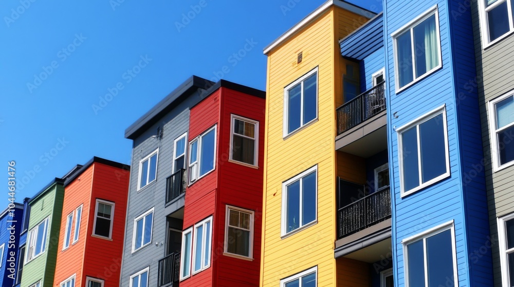 Obraz premium Colorful Urban Apartments with Cozy Ambiance