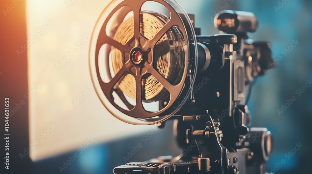Fototapeta premium Vintage film projector, isolated background