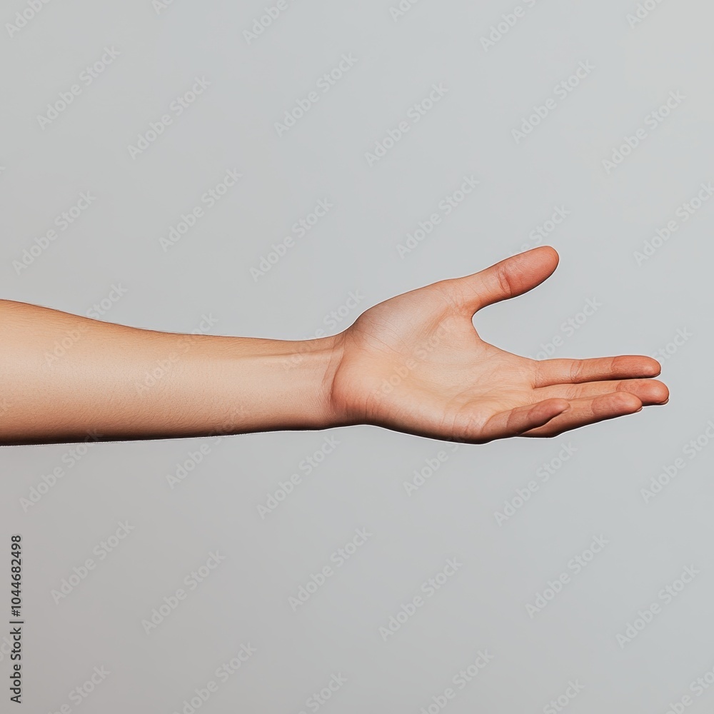 Outstretched Female Hand on Neutral Background Outstretched Female Hand on Neutral Background