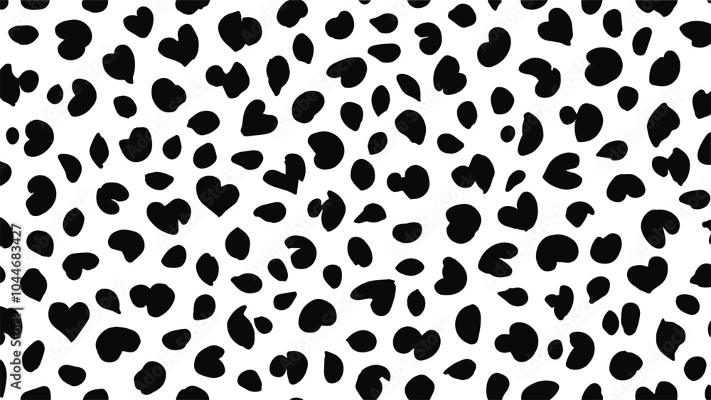 Dalmatian skin texture. Vector pattern of black dalmatian spots on white background. Dalmatian skin texture. Vector pattern of black dalmatian spots on white background.