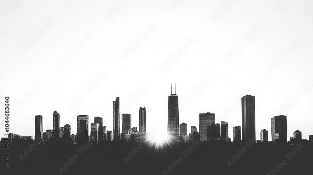 Naklejka premium High Contrast Cityscape Silhouette with Studio Lighting