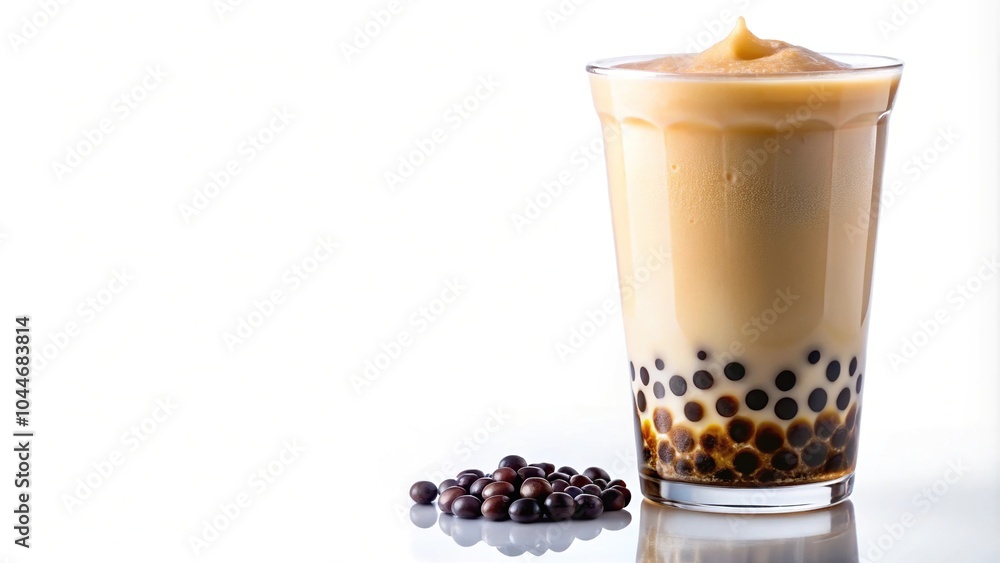 Taiwan milk tea with bubble on white background Taiwan milk tea with bubble on white background