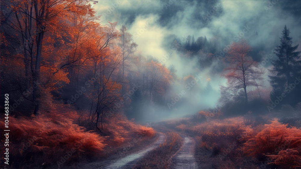 A Mystical Journey Through an Enchanting Forest of Swirling Mist and Vibrant Autumn Hues A Mystical Journey Through an Enchanting Forest of Swirling Mist and Vibrant Autumn Hues