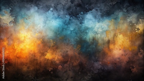 Abstract watercolor paint background dark black color grunge texture for background 