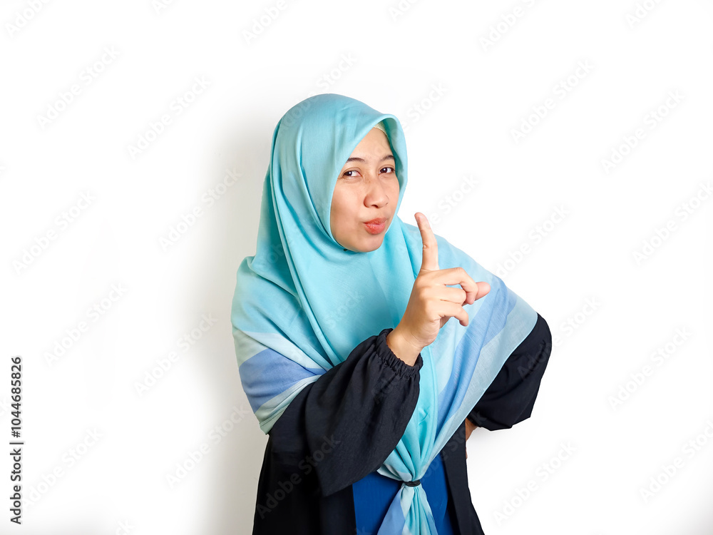 Asian Muslim woman with hijab happy gesture. Asian Muslim woman with hijab happy gesture.