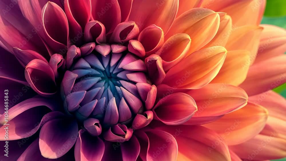 A close-up of a vibrant pink and orange dahlia flower A close-up of a vibrant pink and orange dahlia flower