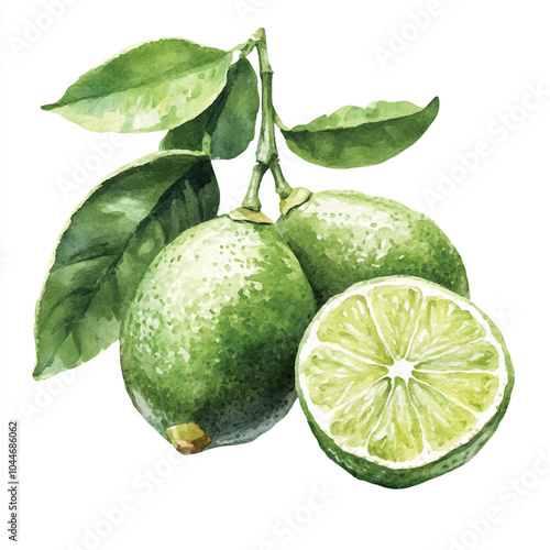 Finger lime fruit watercolor clipart illustratration