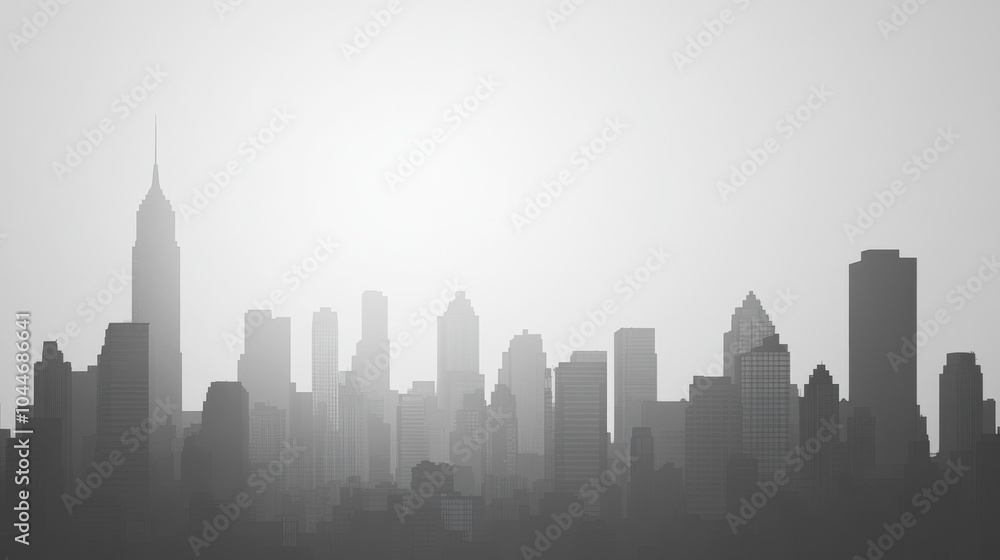 Naklejka premium Monochromatic Evening Skyline with Soft Light